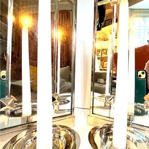 Retro Mirrored Candle Sconces by Global, Inc. Stunning & has hooks for hanging.